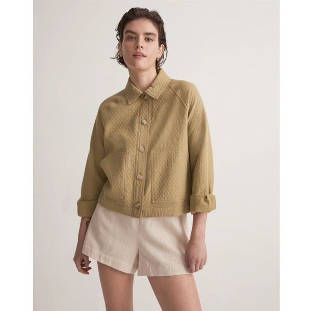 NWT Madewell Quilted Crop Shirt-Jacket in Olive Size Small